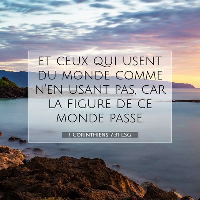 Picture 07 - 1 Corinthiens 7:31 LSG - et ceux qui usent du monde comme n'en usant pas, - Bible Verse Picture