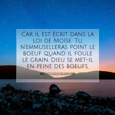 Picture 07 - 1 Corinthiens 9:9 LSG - Car il est écrit dans la loi de Moïse: Tu - Bible Verse Picture