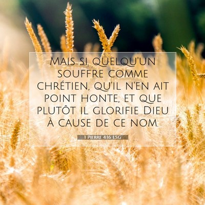 Picture 07 - 1 Pierre 4:16 LSG - Mais si quelqu'un souffre comme chrétien, qu'il - Bible Verse Picture