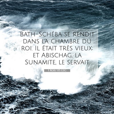 Picture 07 - 1 Rois 1:15 LSG - Bath-Schéba se rendit dans la chambre du roi. Il - Bible Verse Picture