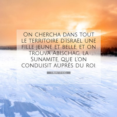 Picture 07 - 1 Rois 1:3 LSG - On chercha dans tout le territoire d'Israël une - Bible Verse Picture