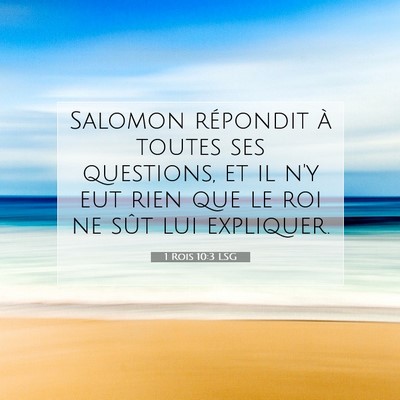 Picture 07 - 1 Rois 10:3 LSG - Salomon répondit à toutes ses questions, et il - Bible Verse Picture