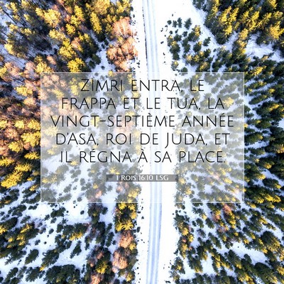 Picture 07 - 1 Rois 16:10 LSG - Zimri entra, le frappa et le tua, la - Bible Verse Picture