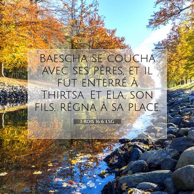 Picture 07 - 1 Rois 16:6 LSG - Baescha se coucha avec ses pères, et il fut - Bible Verse Picture