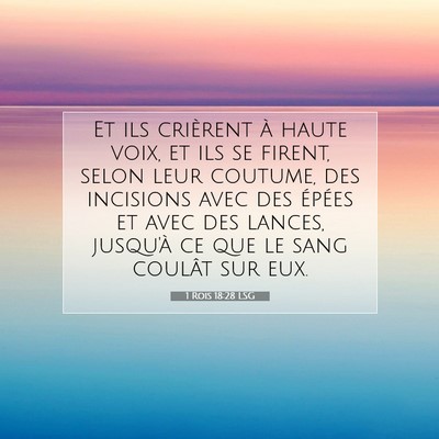 Picture 07 - 1 Rois 18:28 LSG - Et ils crièrent à haute voix, et ils se firent, - Bible Verse Picture