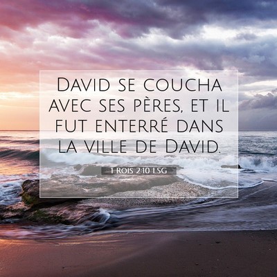 Picture 07 - 1 Rois 2:10 LSG - David se coucha avec ses pères, et il fut - Bible Verse Picture