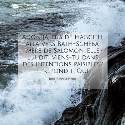 Picture 07 - 1 Rois 2:13 LSG - Adonija, fils de Haggith, alla vers Bath-Schéba, - Bible Verse Picture