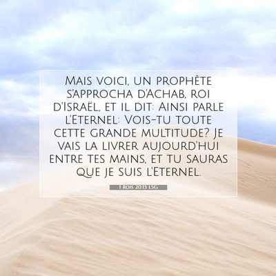 Picture 07 - 1 Rois 20:13 LSG - Mais voici, un prophète s'approcha d'Achab, roi - Bible Verse Picture