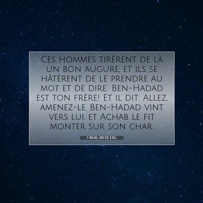 Picture 07 - 1 Rois 20:33 LSG - Ces hommes tirèrent de là un bon augure, et ils - Bible Verse Picture