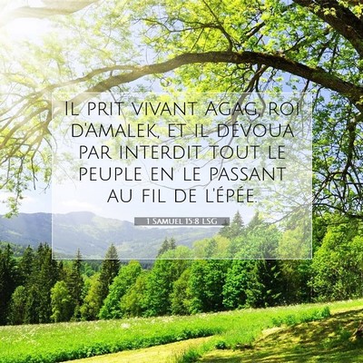Picture 07 - 1 Samuel 15:8 LSG - Il prit vivant Agag, roi d'Amalek, et il dévoua - Bible Verse Picture