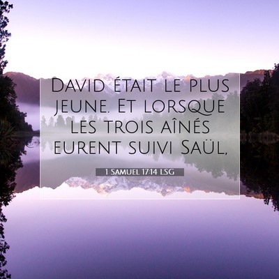 Picture 07 - 1 Samuel 17:14 LSG - David était le plus jeune. Et lorsque les trois - Bible Verse Picture
