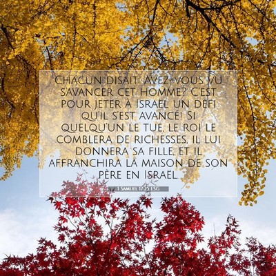 Picture 07 - 1 Samuel 17:25 LSG - Chacun disait: Avez-vous vu s'avancer cet homme? - Bible Verse Picture