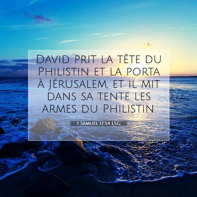 Picture 07 - 1 Samuel 17:54 LSG - David prit la tête du Philistin et la porta à - Bible Verse Picture