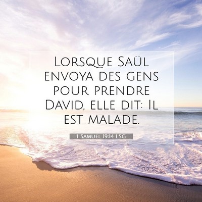 Picture 07 - 1 Samuel 19:14 LSG - Lorsque Saül envoya des gens pour prendre David, - Bible Verse Picture