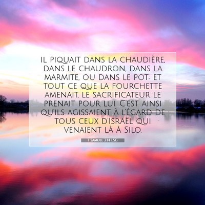 Picture 07 - 1 Samuel 2:14 LSG - il piquait dans la chaudière, dans le chaudron, - Bible Verse Picture
