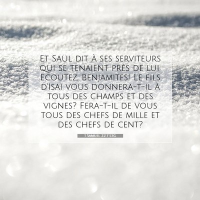 Picture 07 - 1 Samuel 22:7 LSG - Et Saül dit à ses serviteurs qui se tenaient - Bible Verse Picture