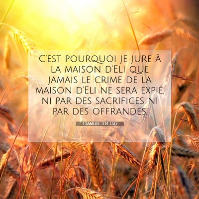 Picture 07 - 1 Samuel 3:14 LSG - C'est pourquoi je jure à la maison d'Eli que - Bible Verse Picture