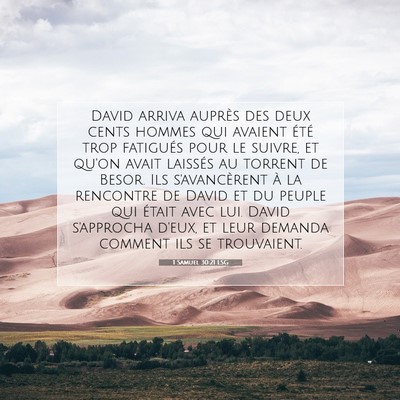 Picture 07 - 1 Samuel 30:21 LSG - David arriva auprès des deux cents hommes qui - Bible Verse Picture