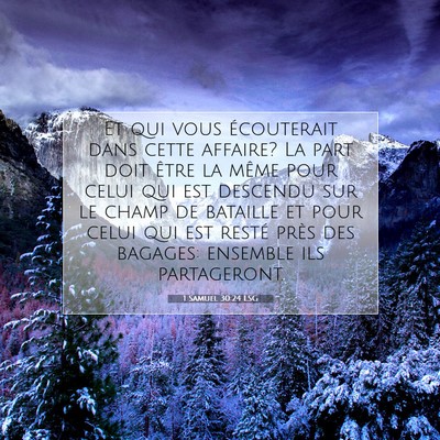 Picture 07 - 1 Samuel 30:24 LSG - Et qui vous écouterait dans cette affaire? La - Bible Verse Picture