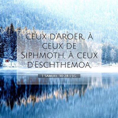 Picture 07 - 1 Samuel 30:28 LSG - ceux d'Aroër, à ceux de Siphmoth, à ceux - Bible Verse Picture