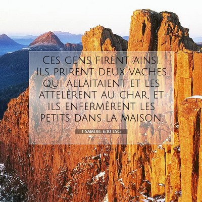 Picture 07 - 1 Samuel 6:10 LSG - Ces gens firent ainsi. Ils prirent deux vaches - Bible Verse Picture