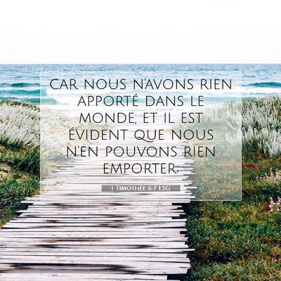 Picture 07 - 1 Timothée 6:7 LSG - car nous n'avons rien apporté dans le monde, et - Bible Verse Picture