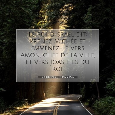 Picture 07 - 2 Chroniques 18:25 LSG - Le roi d'Israël dit: Prenez Michée et - Bible Verse Picture