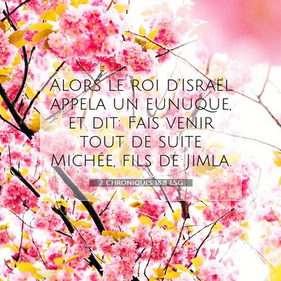 Picture 07 - 2 Chroniques 18:8 LSG - Alors le roi d'Israël appela un eunuque, et dit: - Bible Verse Picture