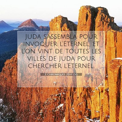 Picture 07 - 2 Chroniques 20:4 LSG - Juda s'assembla pour invoquer l'Eternel, et l'on - Bible Verse Picture