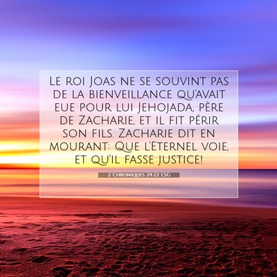 Picture 07 - 2 Chroniques 24:22 LSG - Le roi Joas ne se souvint pas de la bienveillance - Bible Verse Picture