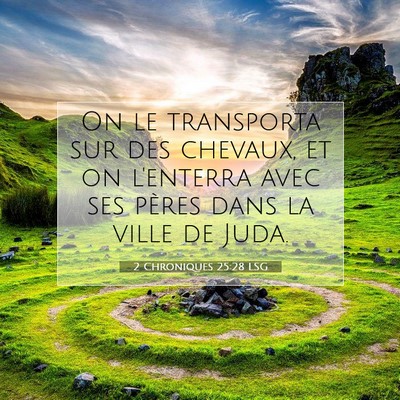 Picture 07 - 2 Chroniques 25:28 LSG - On le transporta sur des chevaux, et on l'enterra - Bible Verse Picture
