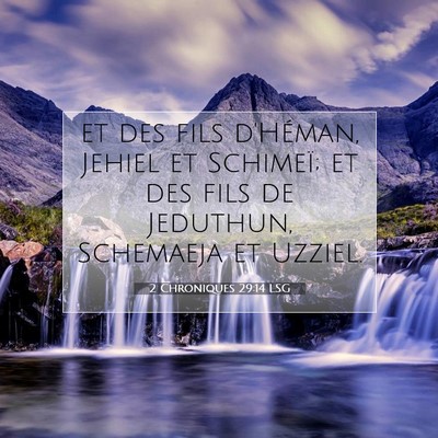 Picture 07 - 2 Chroniques 29:14 LSG - et des fils d'Héman, Jehiel et Schimeï; et des - Bible Verse Picture