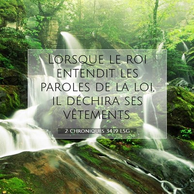 Picture 07 - 2 Chroniques 34:19 LSG - Lorsque le roi entendit les paroles de la loi, il - Bible Verse Picture