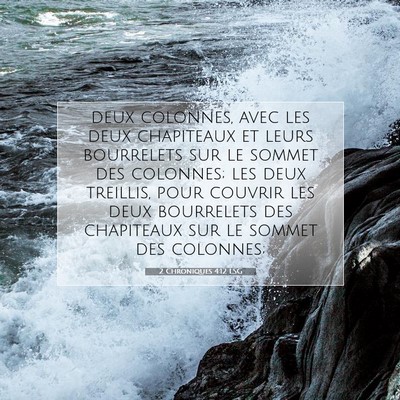 Picture 07 - 2 Chroniques 4:12 LSG - deux colonnes, avec les deux chapiteaux et leurs - Bible Verse Picture