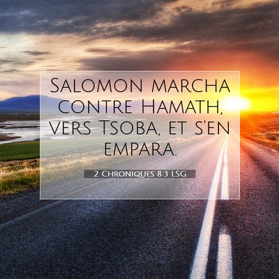 Picture 07 - 2 Chroniques 8:3 LSG - Salomon marcha contre Hamath, vers Tsoba, et s'en - Bible Verse Picture