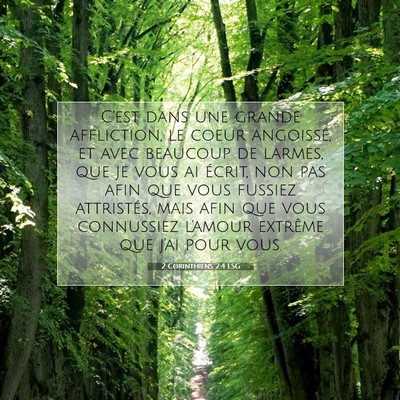 Picture 07 - 2 Corinthiens 2:4 LSG - C'est dans une grande affliction, le coeur - Bible Verse Picture