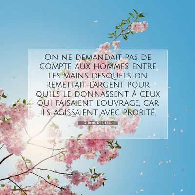 Picture 07 - 2 Rois 12:15 LSG - On ne demandait pas de compte aux hommes entre - Bible Verse Picture