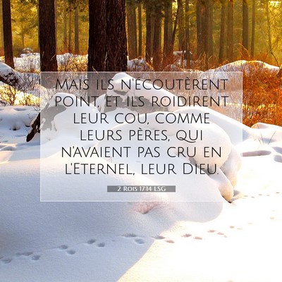 Picture 07 - 2 Rois 17:14 LSG - Mais ils n'écoutèrent point, et ils roidirent - Bible Verse Picture