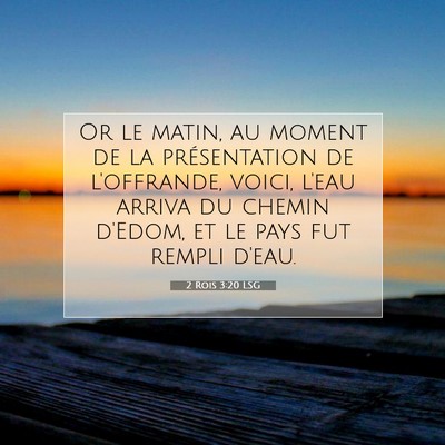 Picture 07 - 2 Rois 3:20 LSG - Or le matin, au moment de la présentation de - Bible Verse Picture