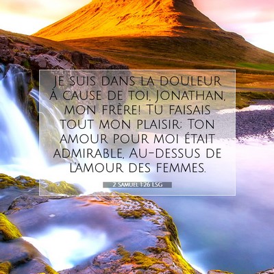 Picture 07 - 2 Samuel 1:26 LSG - Je suis dans la douleur à cause de toi, - Bible Verse Picture