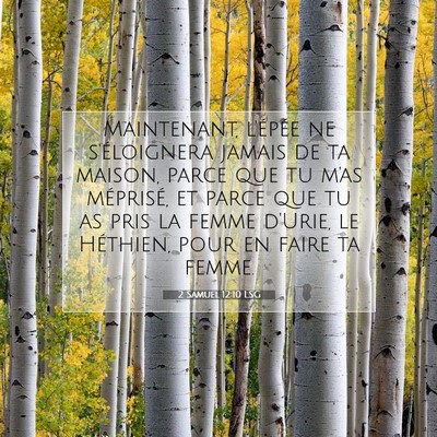 Picture 07 - 2 Samuel 12:10 LSG - Maintenant, l'épée ne s'éloignera jamais de ta - Bible Verse Picture