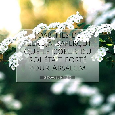 Picture 07 - 2 Samuel 14:1 LSG - Joab, fils de Tseruja, s'aperçut que le coeur du - Bible Verse Picture