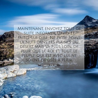 Picture 07 - 2 Samuel 17:16 LSG - Maintenant, envoyez tout de suite informer David - Bible Verse Picture