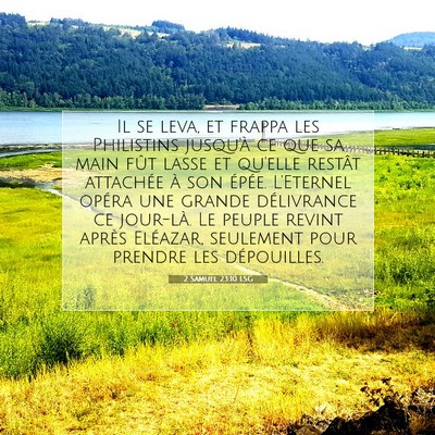 Picture 07 - 2 Samuel 23:10 LSG - Il se leva, et frappa les Philistins jusqu'à ce - Bible Verse Picture
