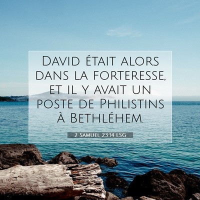Picture 07 - 2 Samuel 23:14 LSG - David était alors dans la forteresse, et il y - Bible Verse Picture
