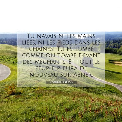 Picture 07 - 2 Samuel 3:34 LSG - Tu n'avais ni les mains liées, ni les pieds dans - Bible Verse Picture