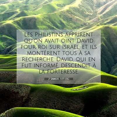 Picture 07 - 2 Samuel 5:17 LSG - Les Philistins apprirent qu'on avait oint David - Bible Verse Picture
