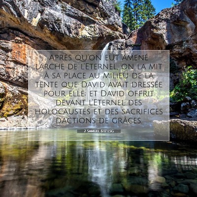 Picture 07 - 2 Samuel 6:17 LSG - Après qu'on eut amené l'arche de l'Eternel, on - Bible Verse Picture