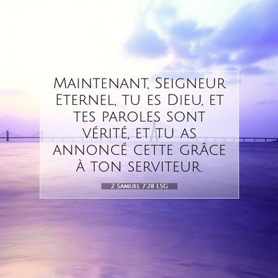 Picture 07 - 2 Samuel 7:28 LSG - Maintenant, Seigneur Eternel, tu es Dieu, et tes - Bible Verse Picture