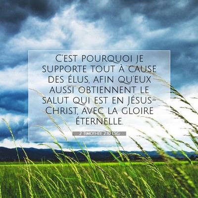 Picture 07 - 2 Timothée 2:10 LSG - C'est pourquoi je supporte tout à cause des - Bible Verse Picture